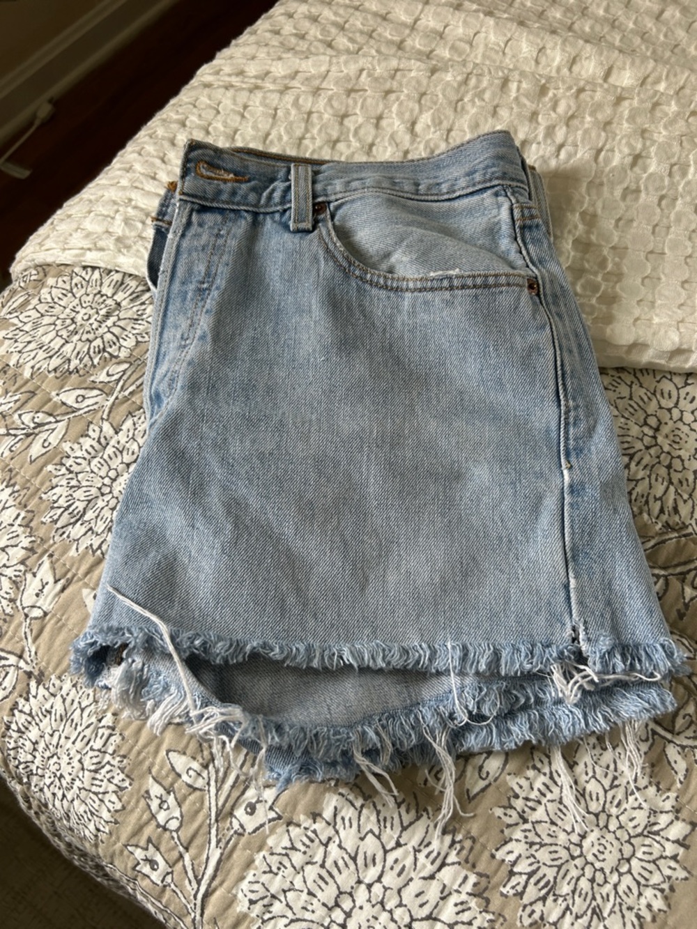 Levi's Pale Blue Distressed Denim Mini Skirt